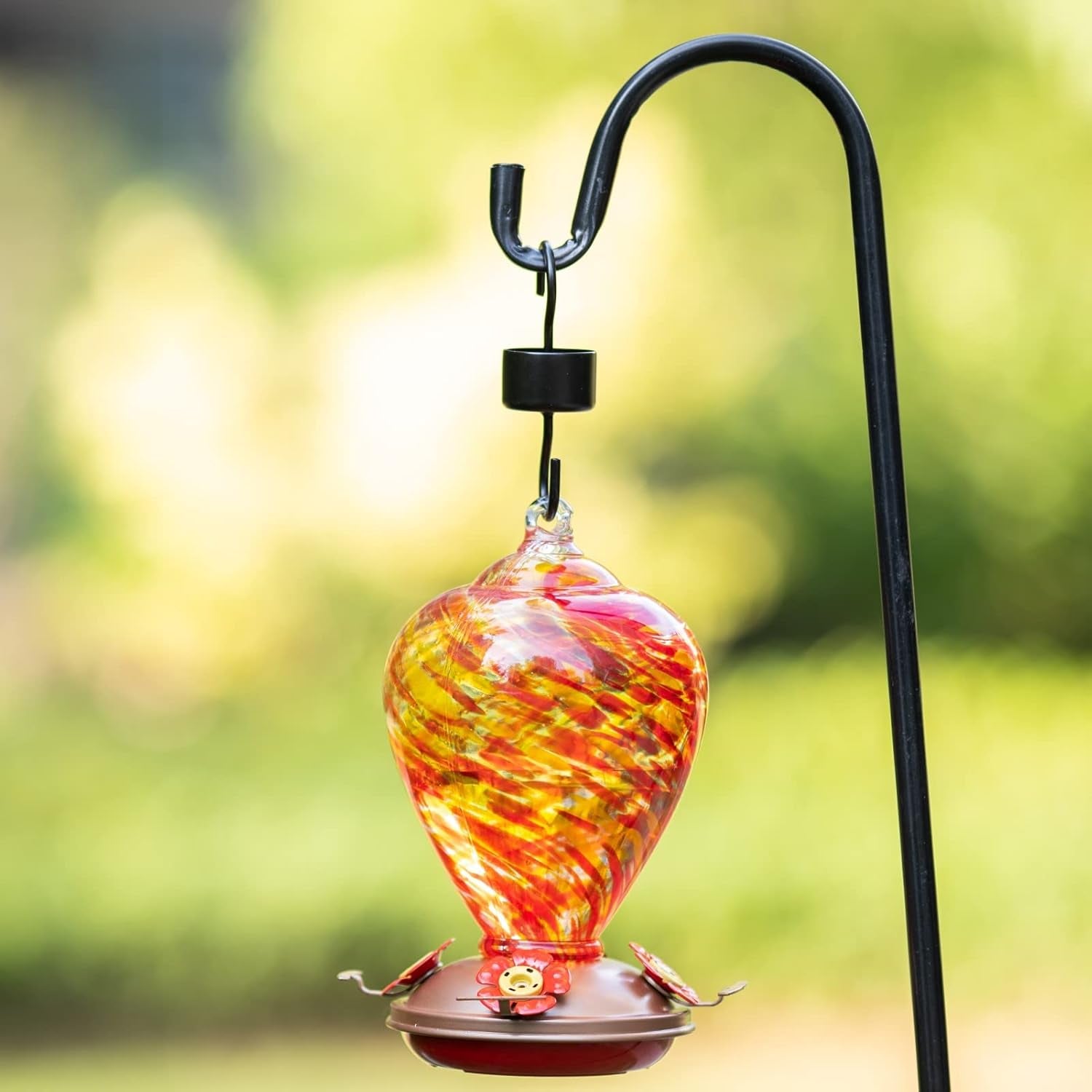 Hummingbird Feeders for Outdoors Hanging, Blown Glass Hummingbird Feeder, Hummingbird Gifts for Mom, Garden Backyard Decor for Outside, Unique Gifts Idea for Women, 34OZ, Daylight