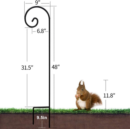 Shepherd Hook 48 Inch 5 Pack One Piece Structure No Assembly Required 2/5 Inch Heavy Duty Solid Metal Shepards for Garden Outdoor Plants Lantern Mason Jar Wind Chimes Wedding Small SH48