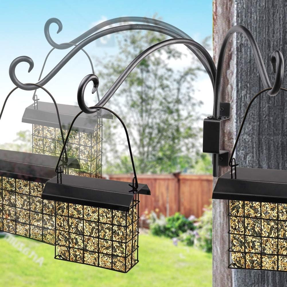 Bird Feeder Hangers Outdoor: 16-Inch Swivel Hanging Plant Bracket for Wall Mount - Swivel Plant Hook for Flower Basket
