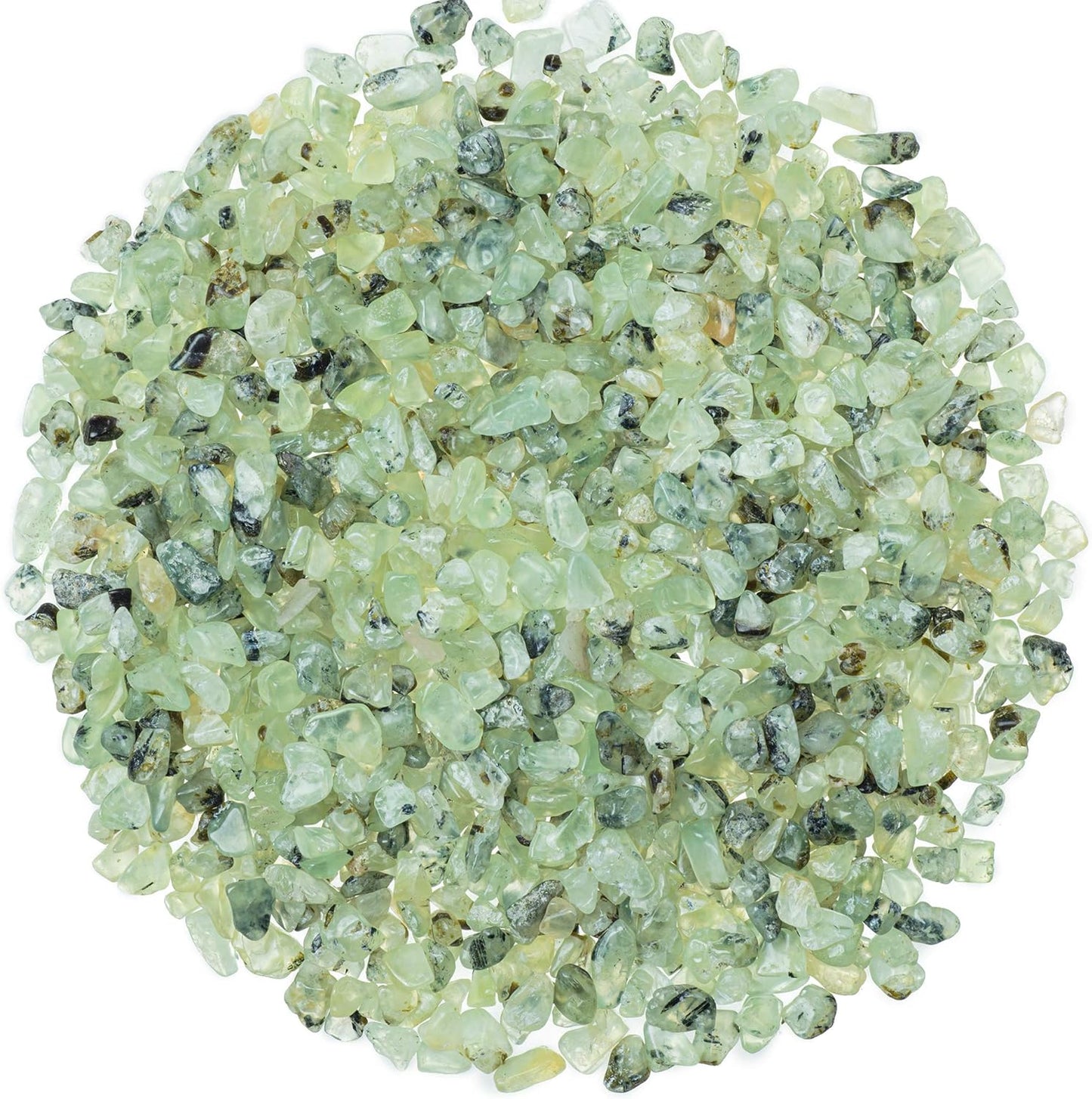 1LB Prehnite Tumbled Chips Crushed Crystal Quartz Irregular Shaped Stones for Home Decorative Stones Vases Plants Succulents Cactus(About 450 Gram)