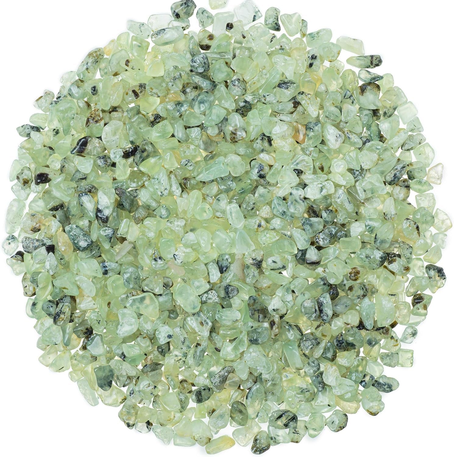 1LB Prehnite Tumbled Chips Crushed Crystal Quartz Irregular Shaped Stones for Home Decorative Stones Vases Plants Succulents Cactus(About 450 Gram)