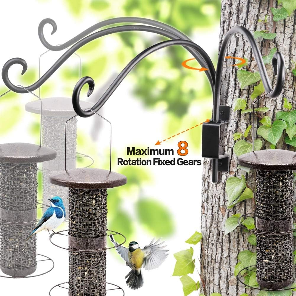 Bird Feeder Hangers Outdoor: 16-Inch Swivel Hanging Plant Bracket for Wall Mount - Swivel Plant Hook for Flower Basket