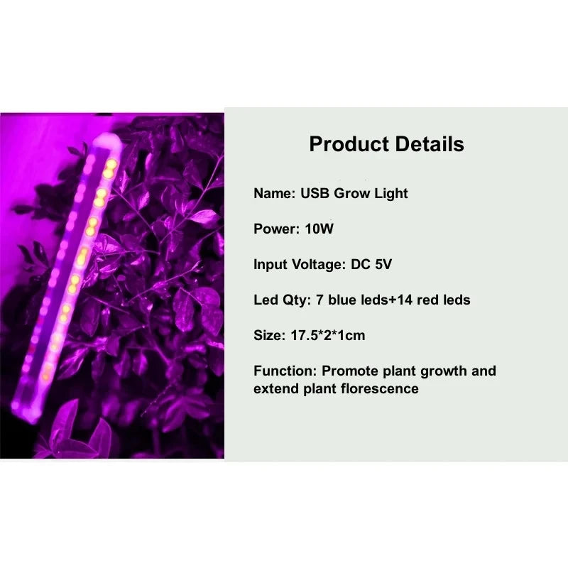 LED Grow Light Full Spectrum Plant Lamp with Flexible Hose Indoor Greenhouse Phyto USB Lamp Flower Seedling Hydroponic Light 5V