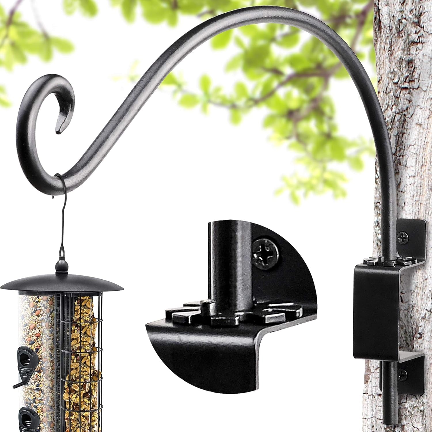 Bird Feeder Hangers Outdoor: 16-Inch Swivel Hanging Plant Bracket for Wall Mount - Swivel Plant Hook for Flower Basket