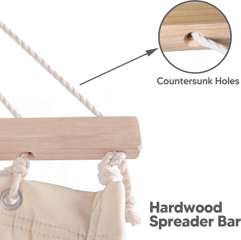 Hammocks Extra Large Double Hammock with 12 Ft Stand, 475Lbs Capacity, Outdoor Portable Hammock with Hardwood Spreader Bar, Extra Large Pillow, Beige
