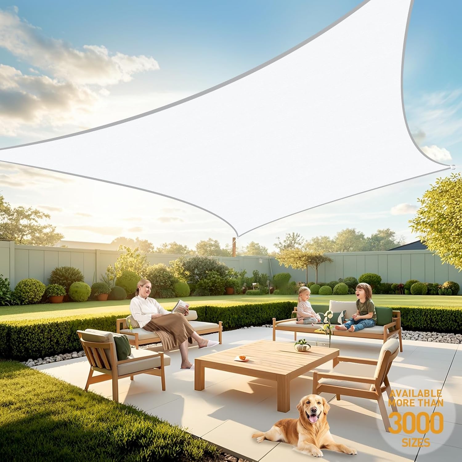 Sun Shade Sail,8'X10'White,Rectangle,Curved Edged Commercial Grade 185GSM Permeable Outdoor Shade Cloth for Deck, Backyard, Patio (Custom Sizes Made)