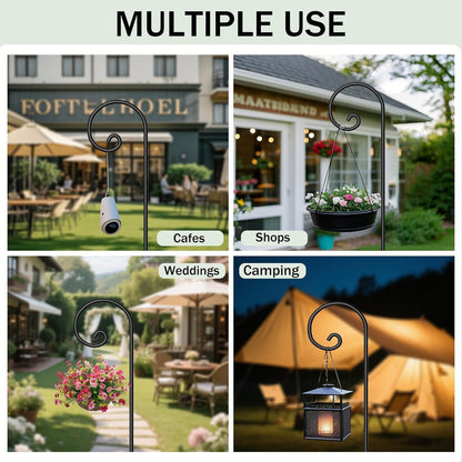 Shepherd Hook 48 Inch 5 Pack One Piece Structure No Assembly Required 2/5 Inch Heavy Duty Solid Metal Shepards for Garden Outdoor Plants Lantern Mason Jar Wind Chimes Wedding Small SH48