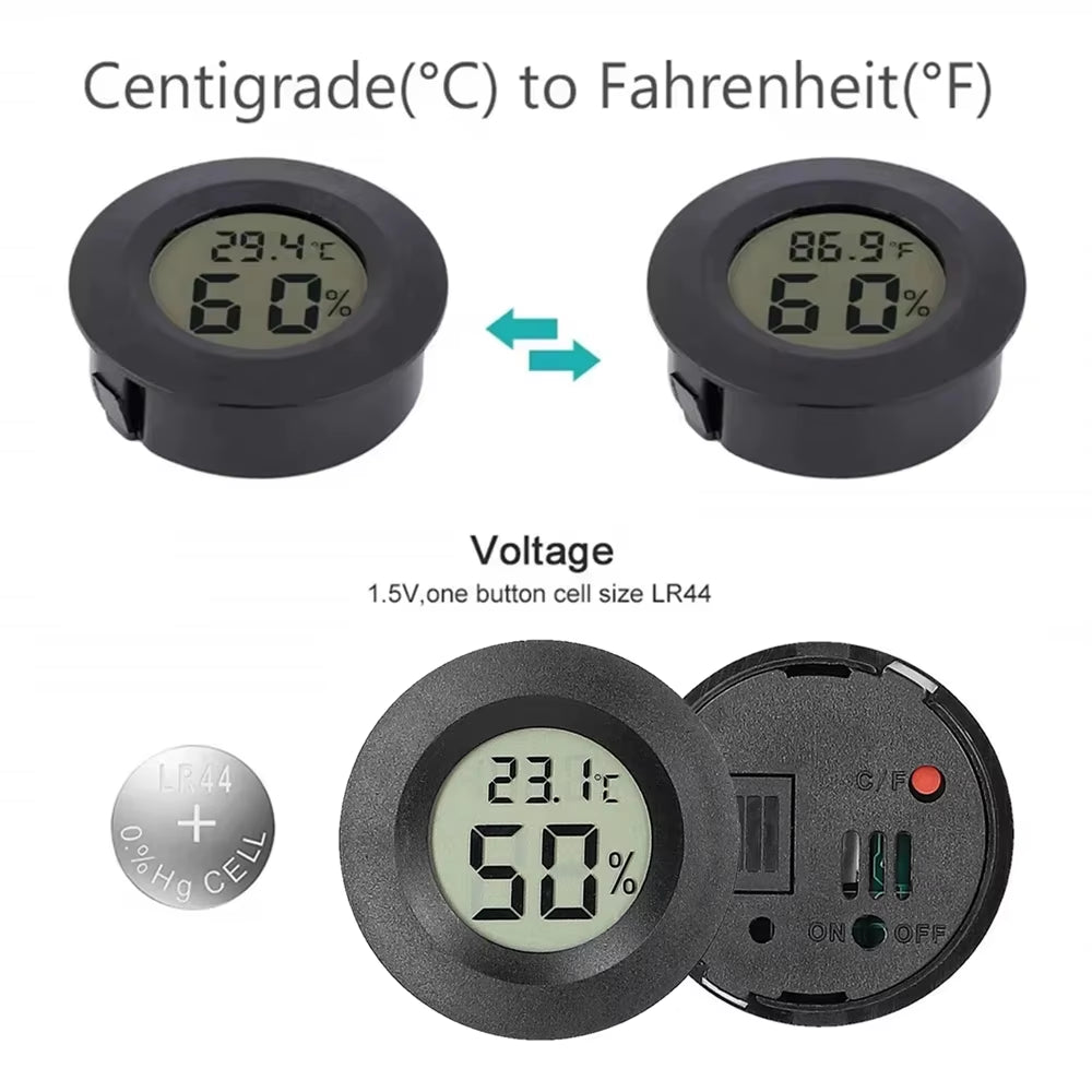 2/4 Pcs Mini Hygrometer Thermometer Fahrenheit or Celsius Meter Digital LCD Monitor Indoor Room round Humidity Temperature Gauge