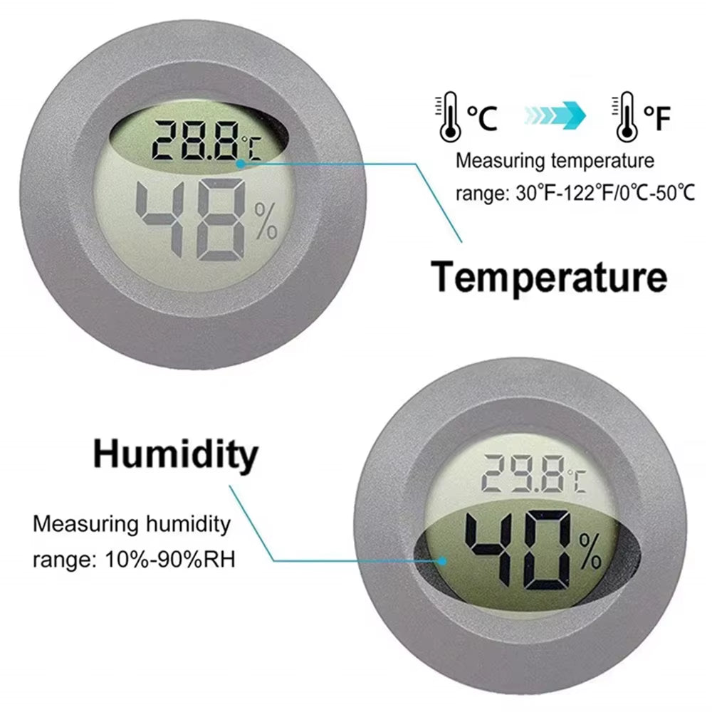 2/4 Pcs Mini Hygrometer Thermometer Fahrenheit or Celsius Meter Digital LCD Monitor Indoor Room round Humidity Temperature Gauge