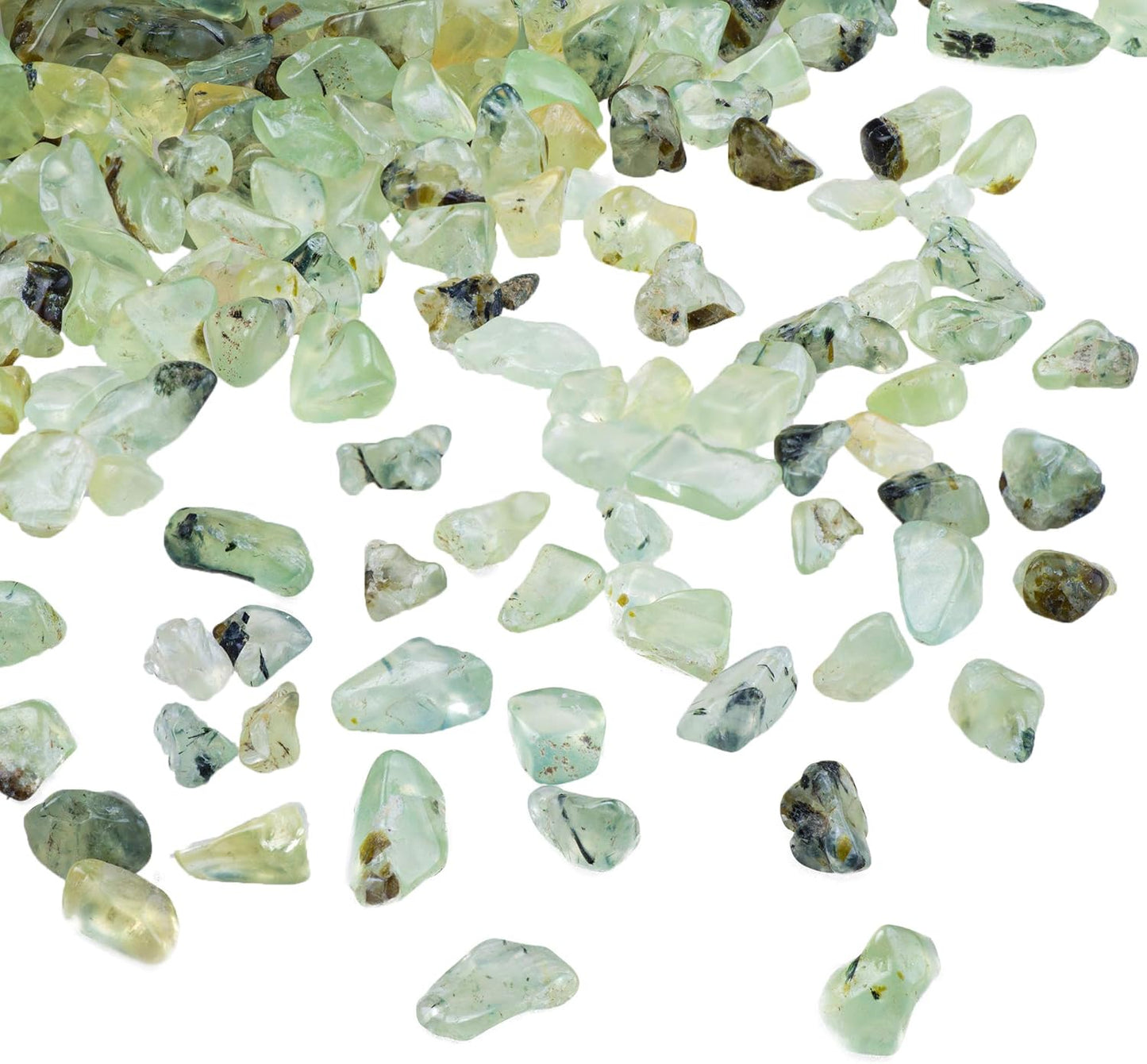 1LB Prehnite Tumbled Chips Crushed Crystal Quartz Irregular Shaped Stones for Home Decorative Stones Vases Plants Succulents Cactus(About 450 Gram)