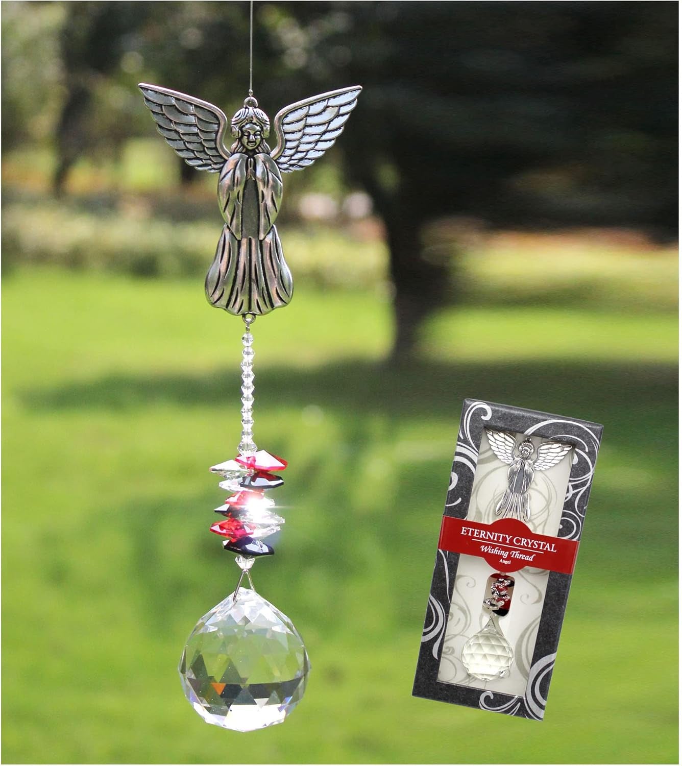 Crystal Garden Suncatcher Hanging Crystals Ornament for Window Rainbow Maker Prisms Home Decor Gift Boxed Sun Catcher Gift Idea for Mom Friends Grandma,Angel