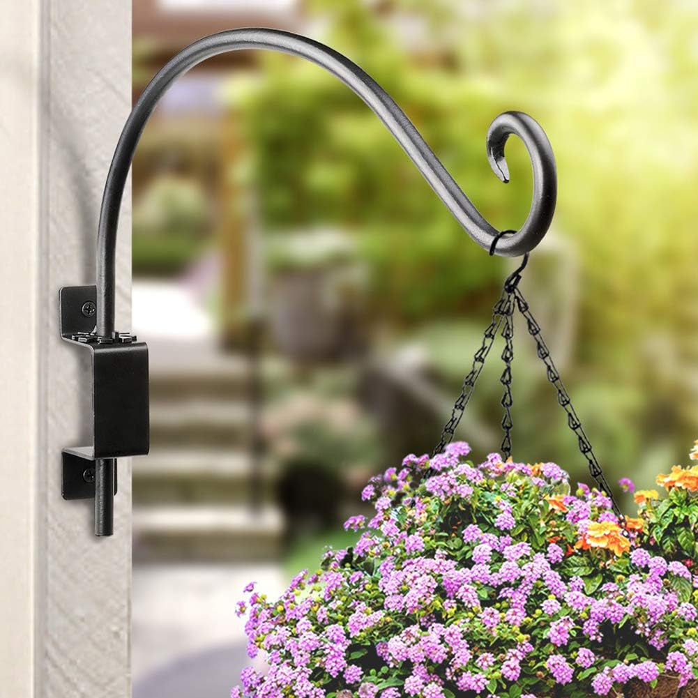 Bird Feeder Hangers Outdoor: 16-Inch Swivel Hanging Plant Bracket for Wall Mount - Swivel Plant Hook for Flower Basket