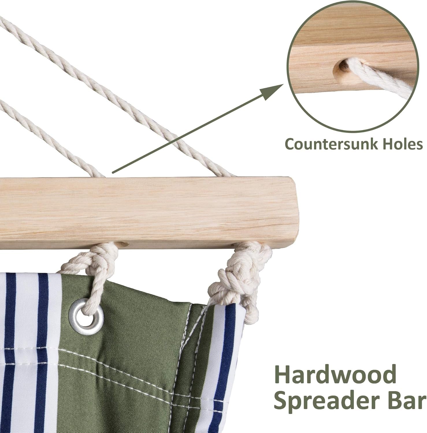 Double Hammock, Extra Large Quilted Fabric Swing with Hardwood Spreader Bars & Detachable Pillow, Heavy Duty, Perfect for Indoor/Outdoor Patio, Deck, Yard, Blue&Aqua