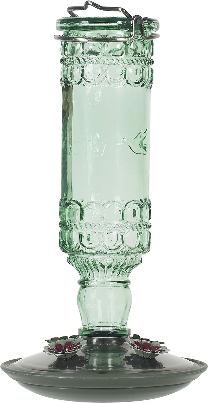 Glass Hummingbird Feeders for Outdoors - Antique Bottle Style Bird Feeder - 10 Oz Humming Bird Feeders for Outdoor Garden Decor