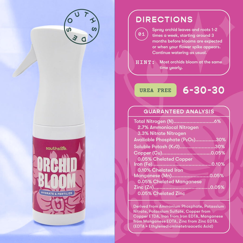 Orchid Bloom Fertilizer by Southside - 16 Oz - Encourage Blooms with Precise Nutrition & Humidity - Gentle Formula, Premium Continuous Spray for Easy Coverage