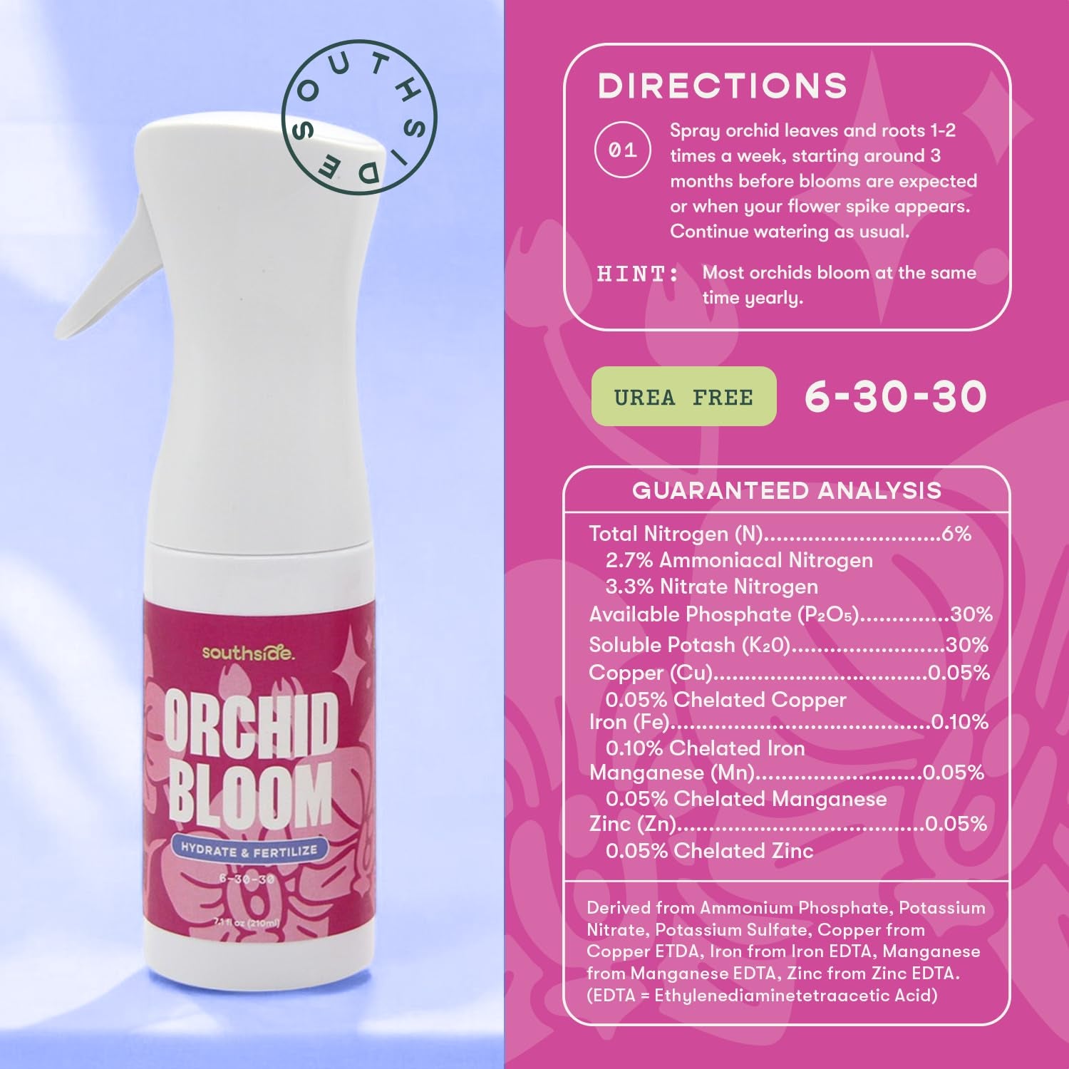 Orchid Bloom Fertilizer by Southside - 16 Oz - Encourage Blooms with Precise Nutrition & Humidity - Gentle Formula, Premium Continuous Spray for Easy Coverage