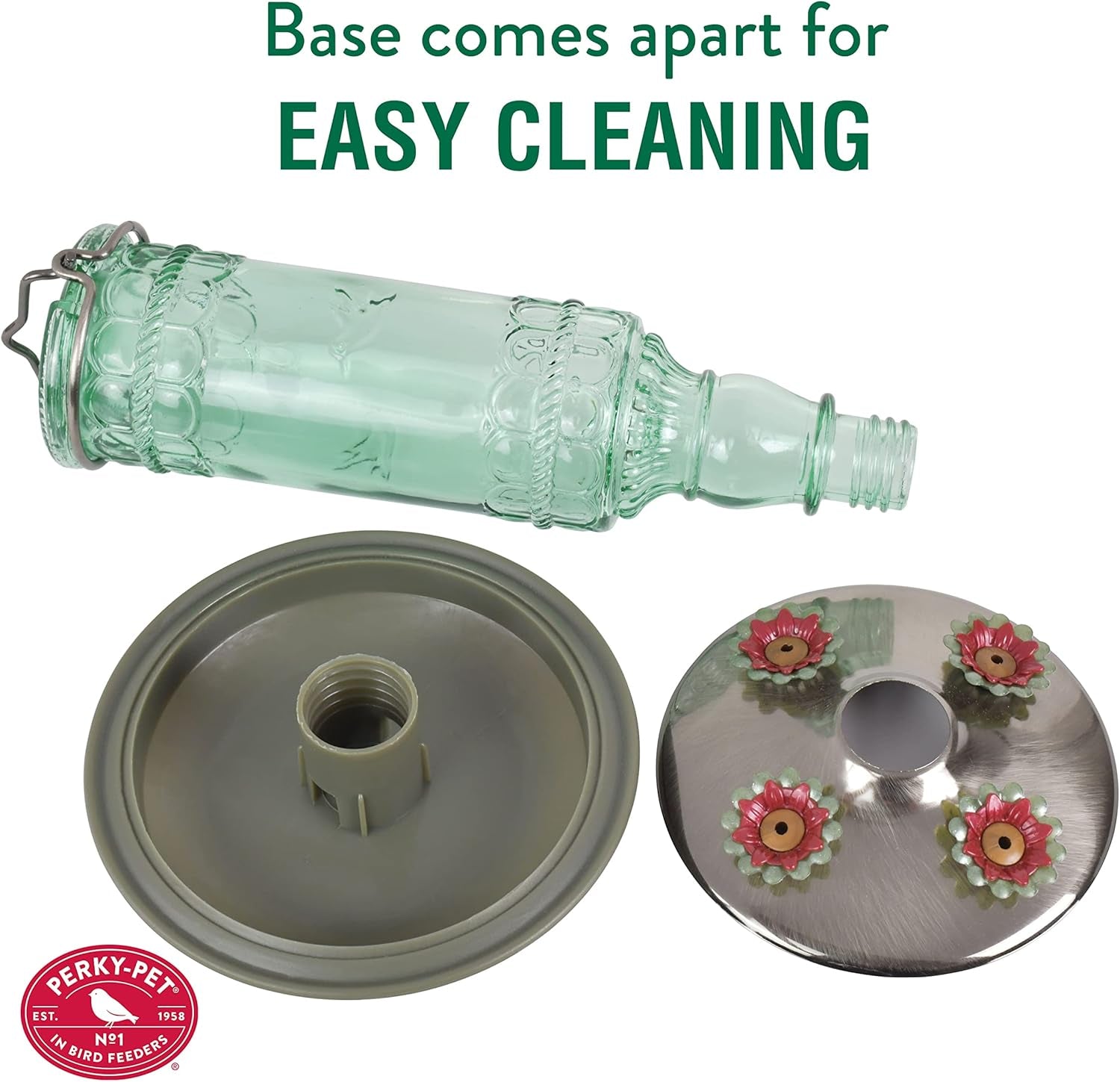 Glass Hummingbird Feeders for Outdoors - Antique Bottle Style Bird Feeder - 10 Oz Humming Bird Feeders for Outdoor Garden Decor